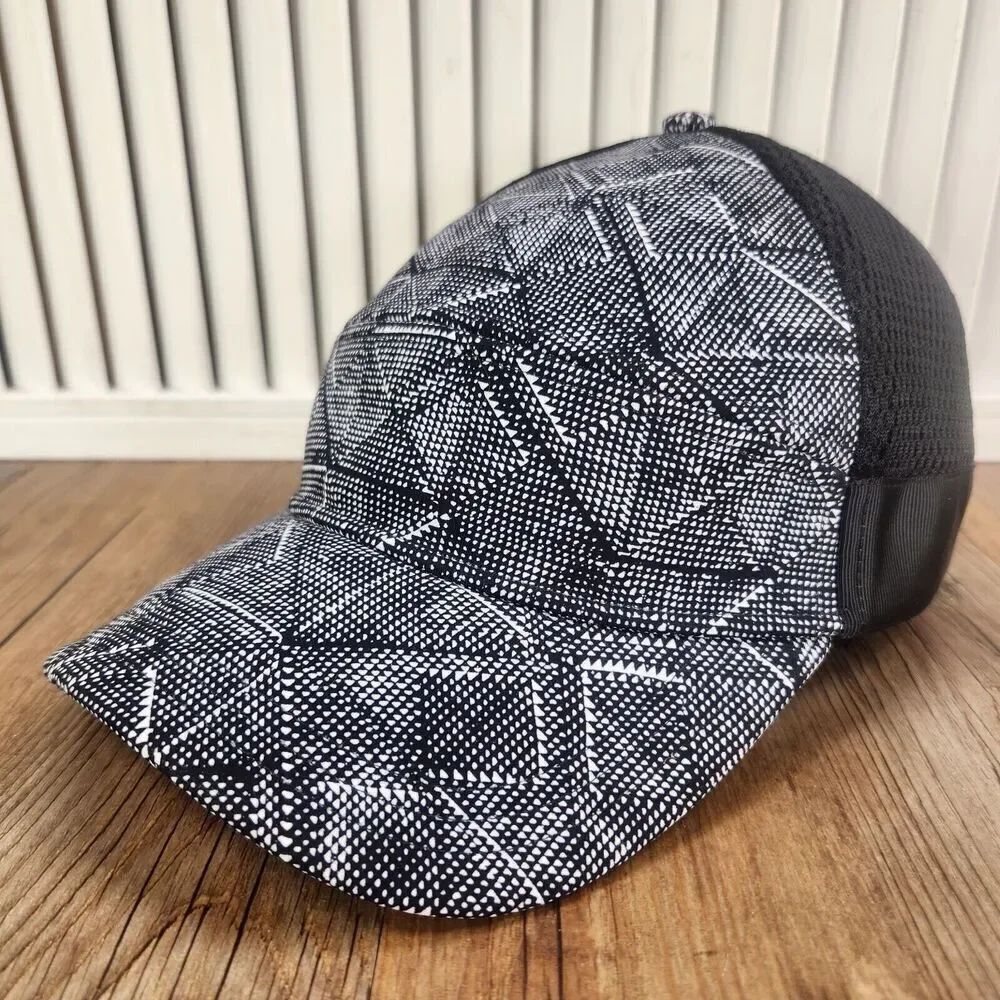 Lululemon Athletica Black White Geometric Snapback Baseball Hat Cap Casual Style